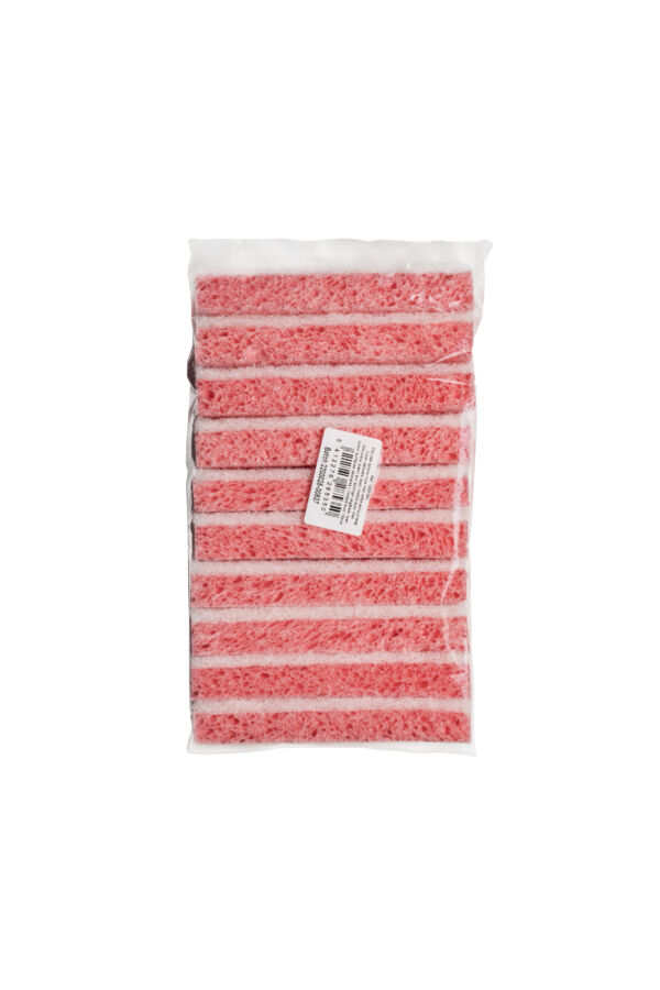 Viscose spons roze met een witte schuurlaag, 14x8x2,5cm, 10 stuks