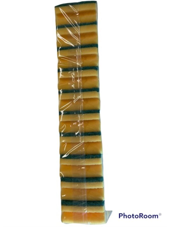 Schuurspons met grip, Synthetisch, 90 x 70 x 45mm, groen/geel, 10 stuks