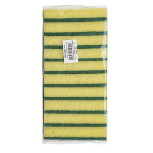Schuurspons 14x8x2,7cm, geel/groen, 10 stuks