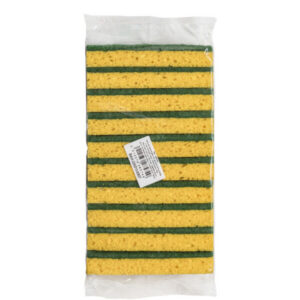 viscose spons geel met een groene schuurlaag, 14x8x2,5cm, 10 stuks
