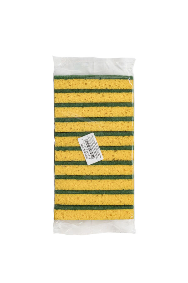 viscose spons geel met een groene schuurlaag, 14x8x2,5cm, 10 stuks