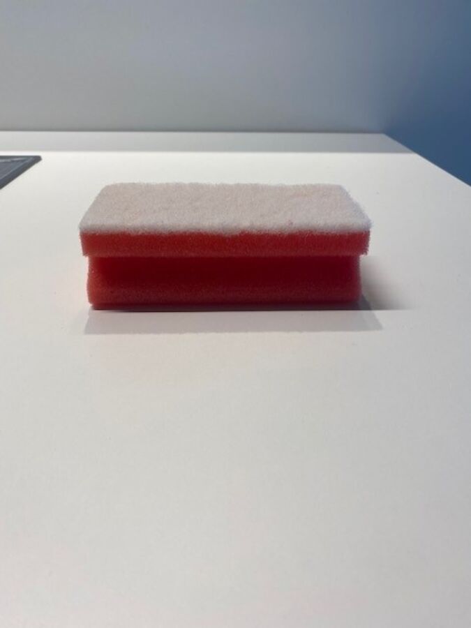Schuurspons 13x7x4,4cm, rood/wit, 10 stuks