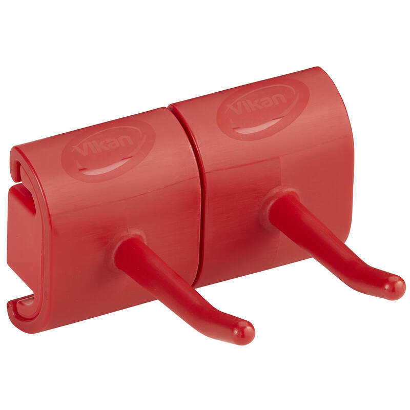 Vikan Hygiene dubbele haak voor Hi-Flex ophangsysteem, rood, 83mm
