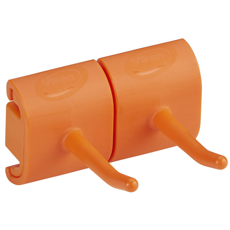Vikan Hygiene dubbele haak voor Hi-Flex ophangsysteem, oranje, 83mm