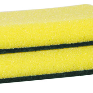 Schuurspons vlak, 140x90x28mm, geel/groen, 10 stuks