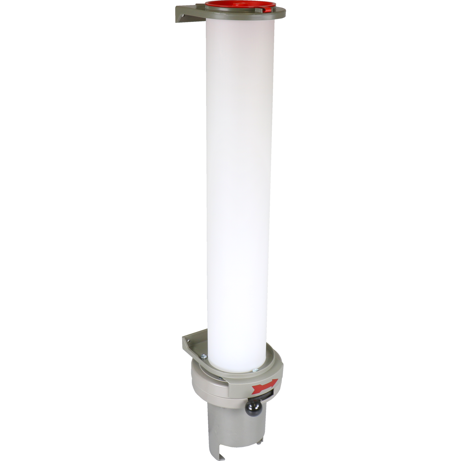 Bekerdispenser, met hendel, wit/grijs