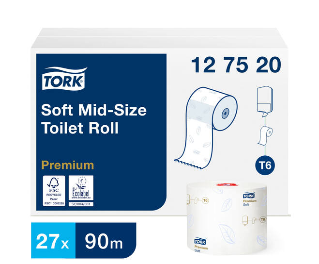 Tork Zacht Mid-size Toiletpapier Wit T6, 2 laags