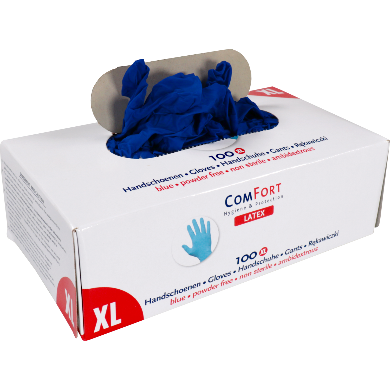 Latex handschoen blauw ongepoederd, 10x100 stuks