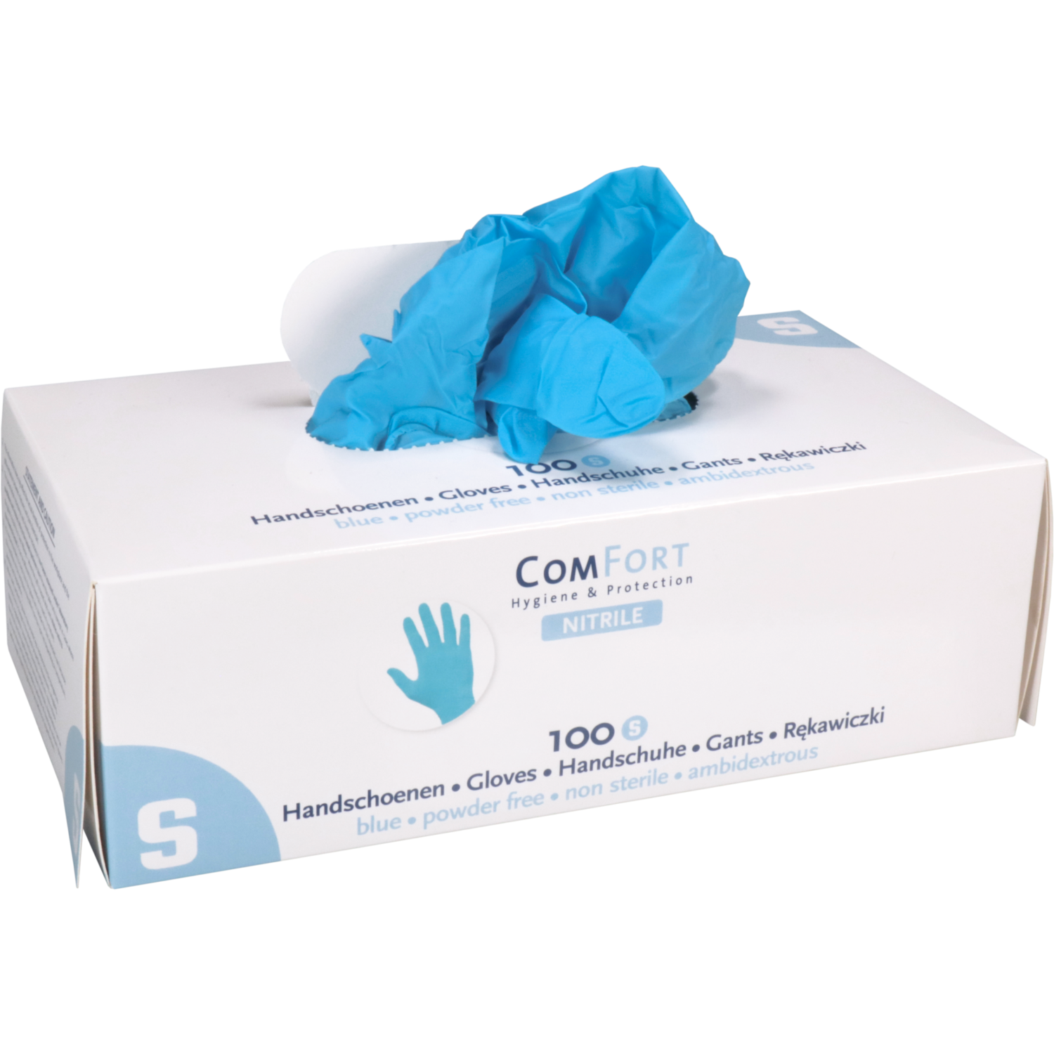 ComFort Handschoen, Nitril, ongepoederd,3.5gr, blauw maat XL, 10x100st.