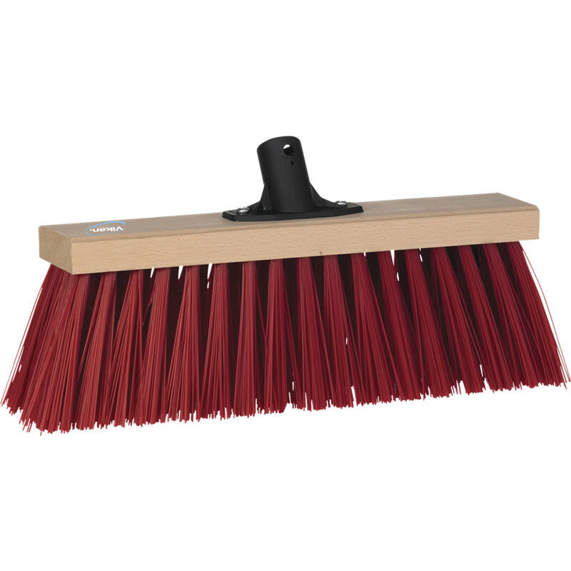 Vikan Classic blank houten straatbezem, medium rode vezels, met steelaansluiting, 400mm