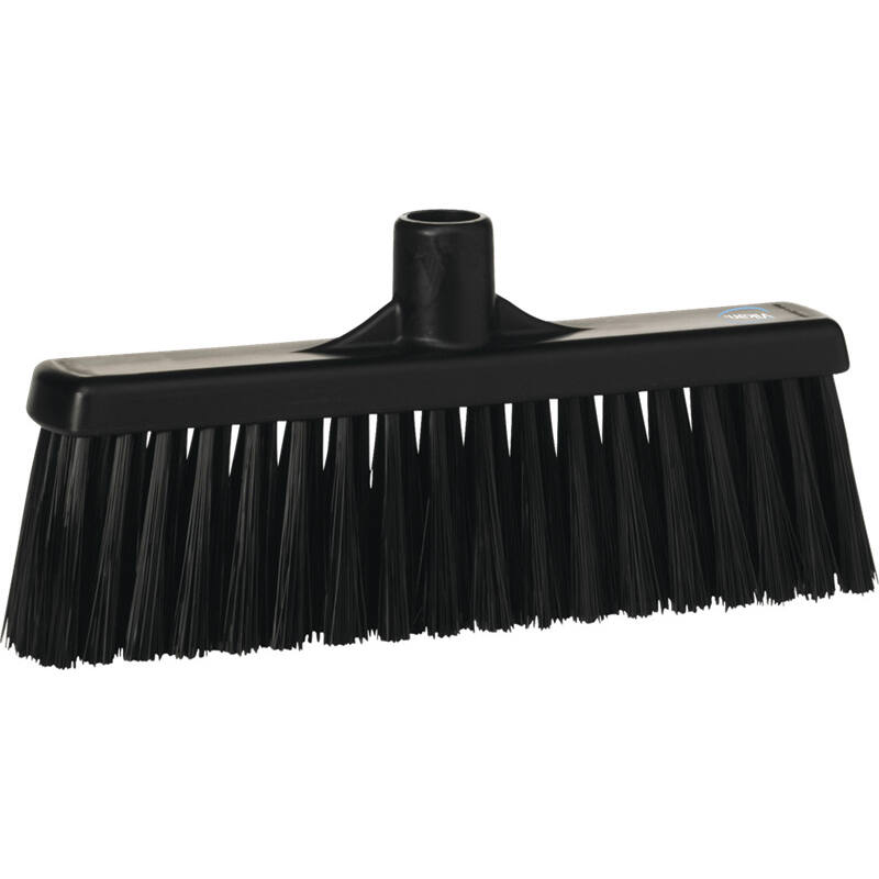 Vikan Hygiene veger met rechte nek, zwart, 310mm, medium vezels