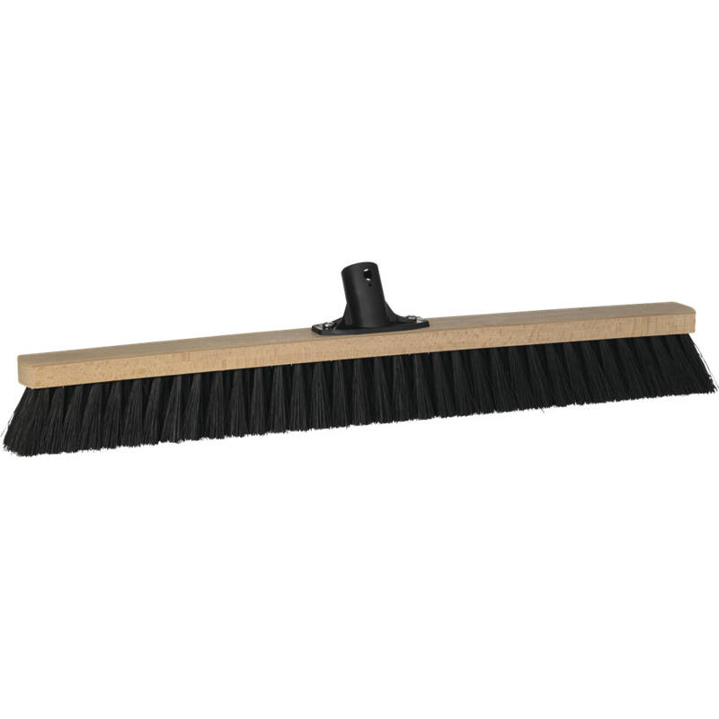 Vikan Classic blank houten veger, zwarte medium vezels, met steelaansluiting, 620mm