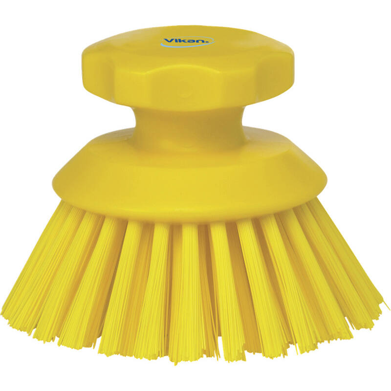 Vikan Hygiene ronde werkborstel, geel, harde vezels, Ø110mm