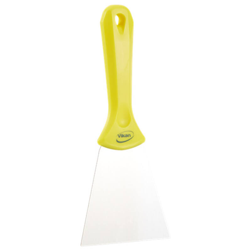 Vikan Hygiene handschraper met rvs blad, geel, 100mm