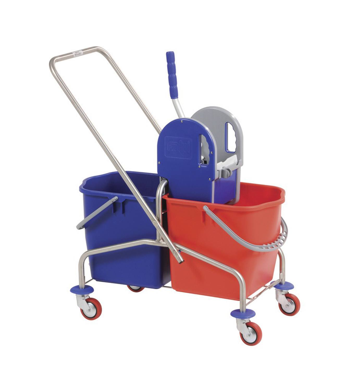 Mopwagen RVS dubbel met pers, 2x25 ltr