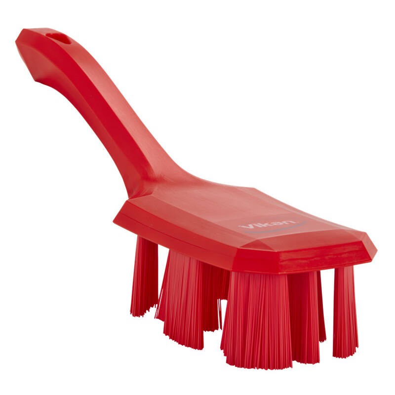 Vikan UST afwasborstel met korte steel, rood, harde vezels, 260mm