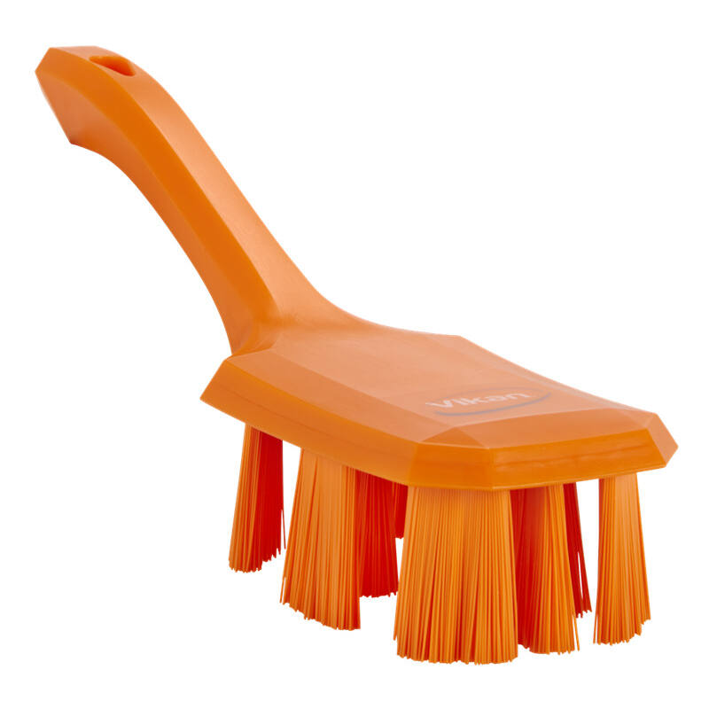 Vikan UST afwasborstel met korte steel, oranje, harde vezels, 260mm