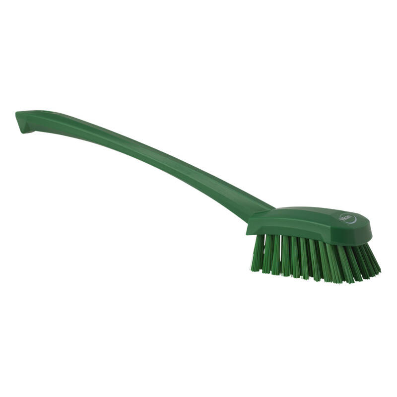 Vikan Hygiene afwasborstel met lange steel, groen, harde vezels, 415mm