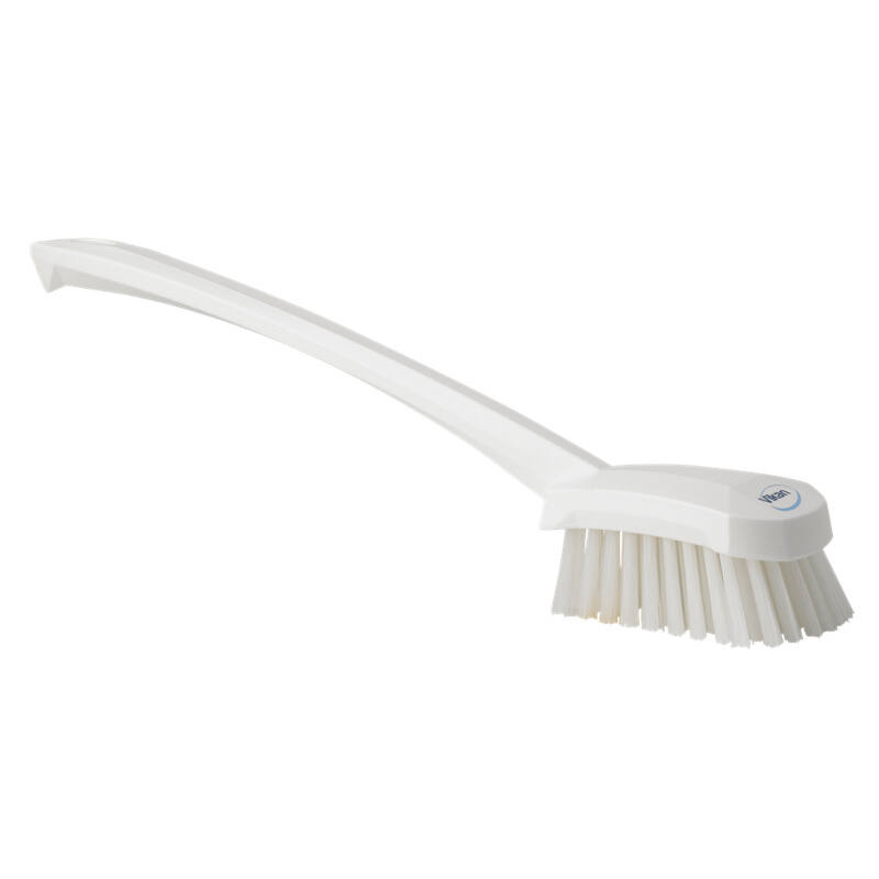 Vikan Hygiene afwasborstel met lange steel, wit, harde vezels, 415mm