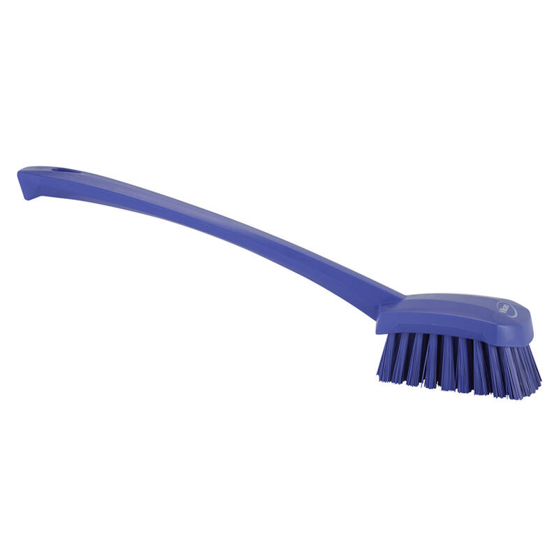 Vikan Hygiene afwasborstel met lange steel, paars, harde vezels, 415mm