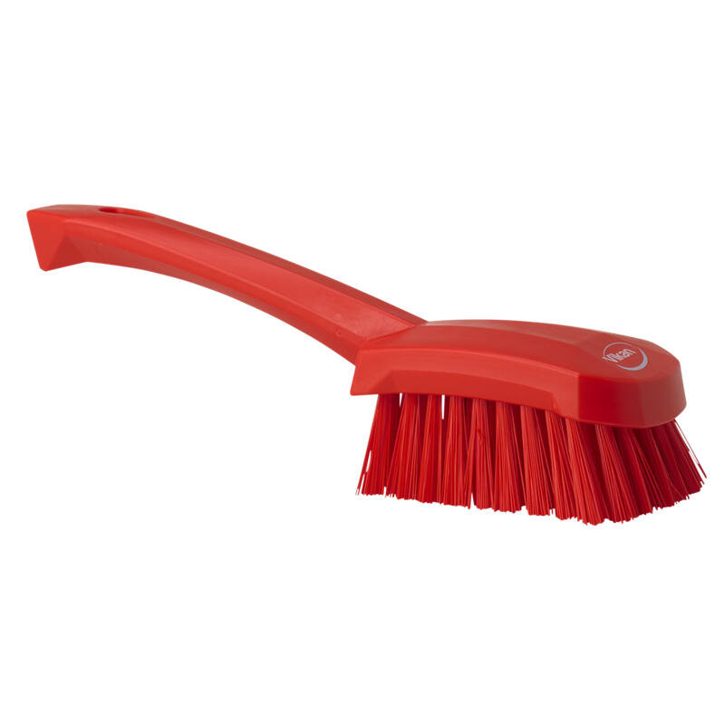 Vikan Hygiene afwasborstel met korte steel, rood, harde vezels, 270mm