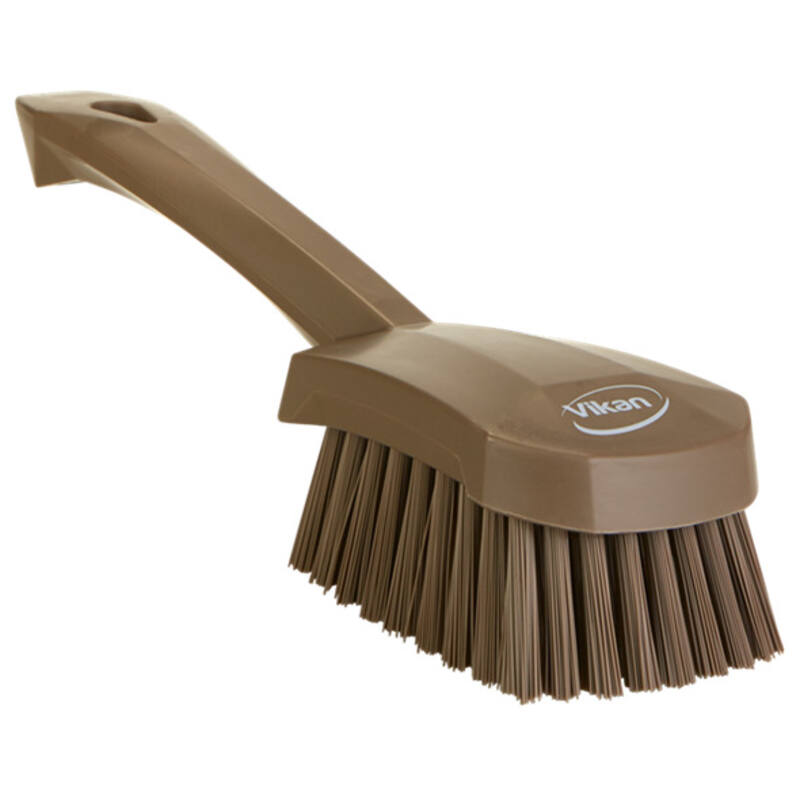 Vikan Hygiene afwasborstel met korte steel, bruin, harde vezels, 270mm