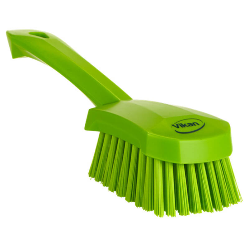 Vikan Hygiene afwasborstel met korte steel, limoen, harde vezels, 270mm
