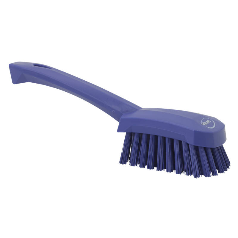 Vikan Hygiene afwasborstel met korte steel, paars, harde vezels, 270mm