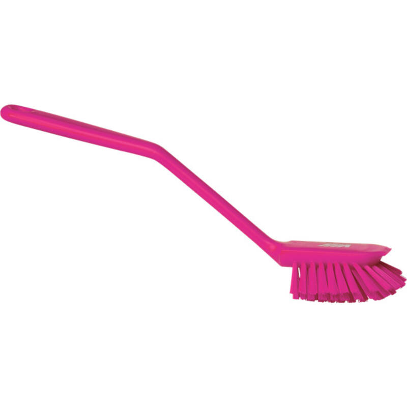 Vikan Hygiene afwasborstel met schraprand, roze, medium vezels, 280mm
