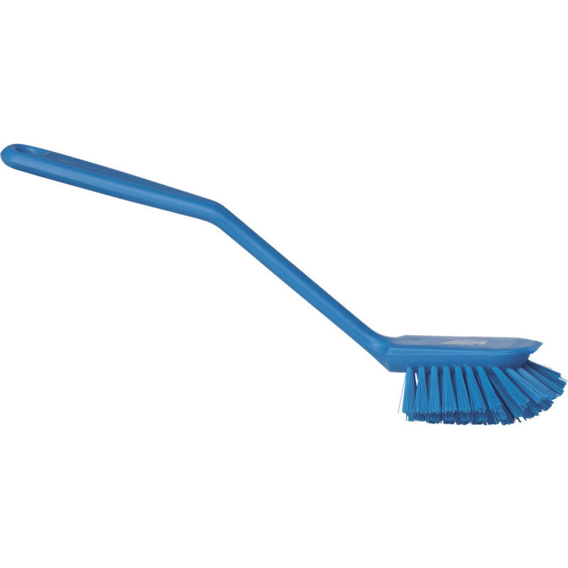 Vikan Hygiene afwasborstel met schraprand, blauw, medium vezels, 280mm