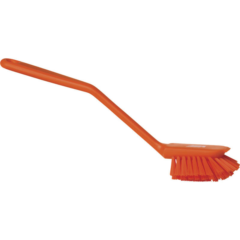 Vikan Hygiene afwasborstel met schraprand, oranje, medium vezels, 280mm