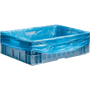 Hdpe zak 2% blauw, 68/2x17x63cm 30my, Doos a 500 stuks