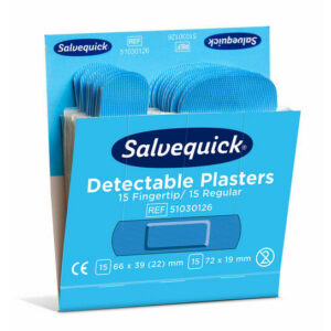Salvequick Blue Detectable 30 pleisters op kaart (66x39mm en 72x19mm) 6st/doos