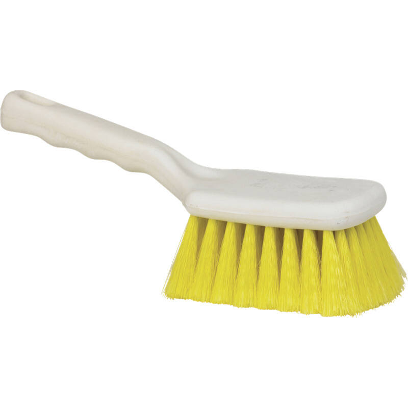 Vikan Classic handborstel met korte steel, wit, zachte gele Peetex vezels, 260mm
