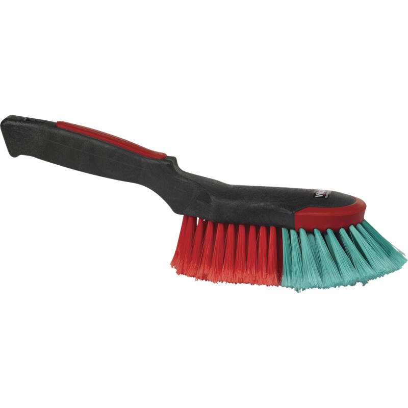 Vikan Transport ergonomische handborstel, rubber stootrand, zwart, zachte vezels, 320mm