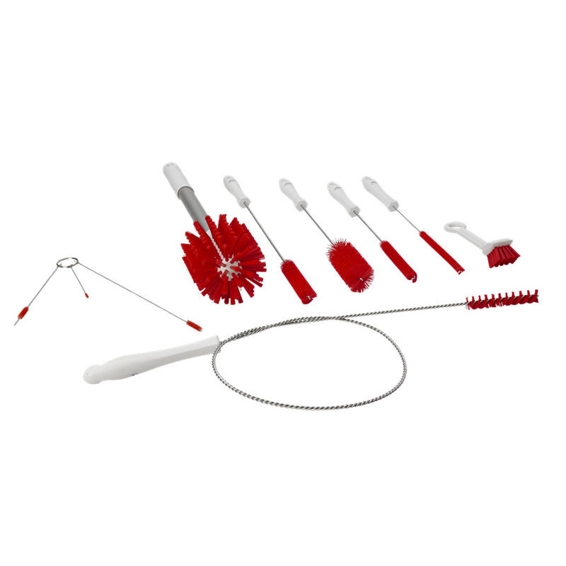 Vikan Hygiene Shake borstelset, 10 verschillende borstels, rood, FDA proof