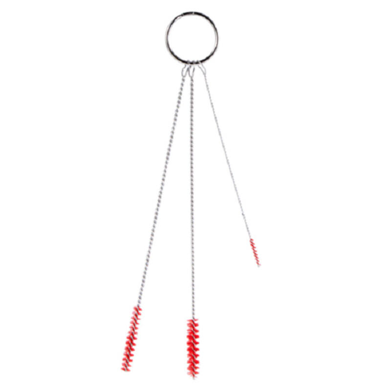Vikan Hygiene pijpenborstelset, 3 aan ring, rood, zachte vezels, Ø2, Ø5, Ø6 mm
