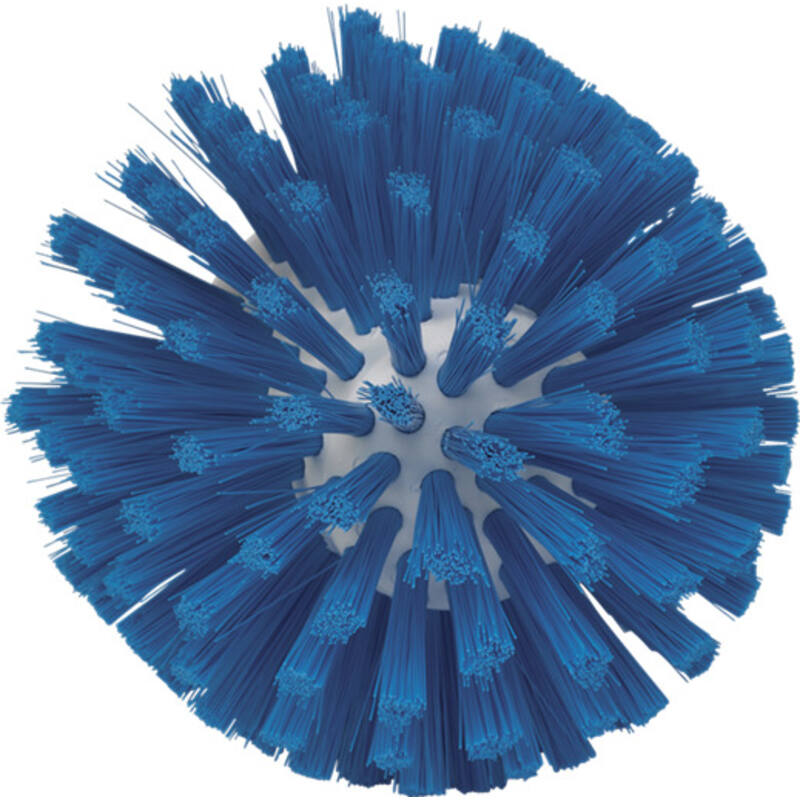 Vikan Hygiene pijpenborstel, blauw, medium vezels, steelmodel, Ø175mm