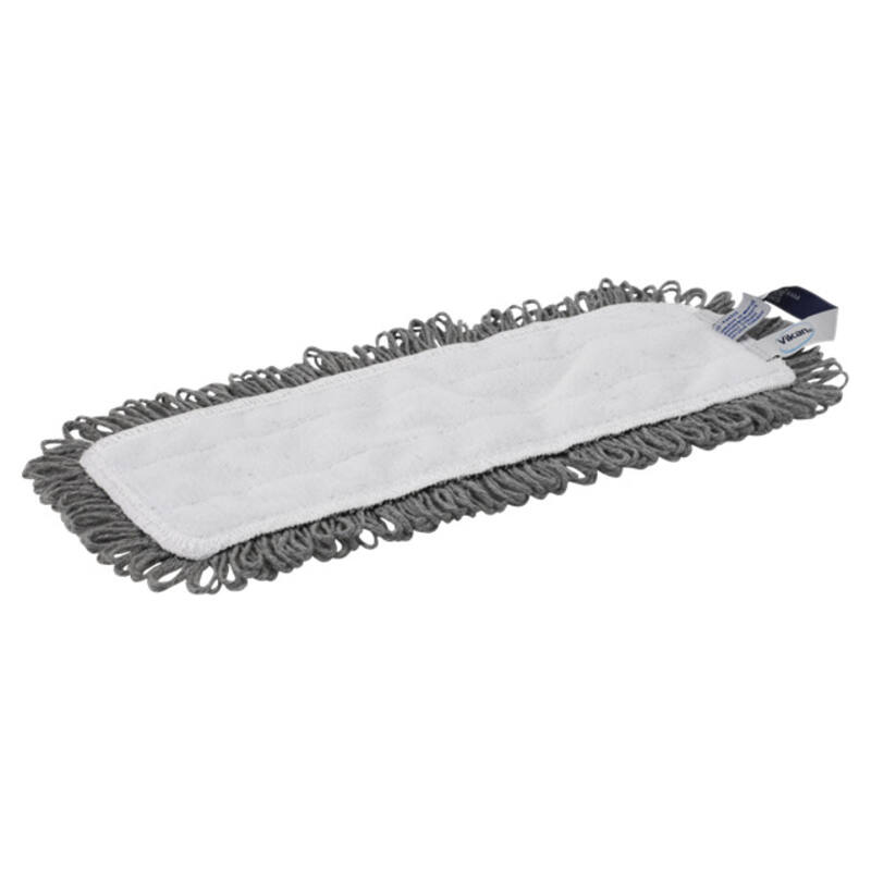 Vikan Microfibre Wet Scrub microvezel vlakmop, grijs, klittenband, 25 cm
