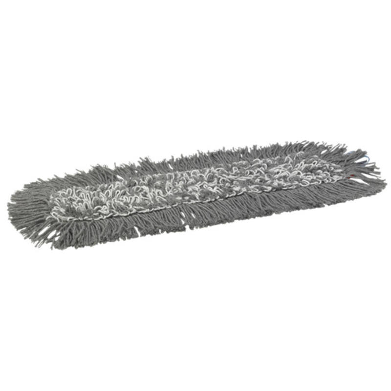 Vikan Microfibre Damp43, microvezel vlakmop, grijs, klittenband, 400mm, rode achterkant