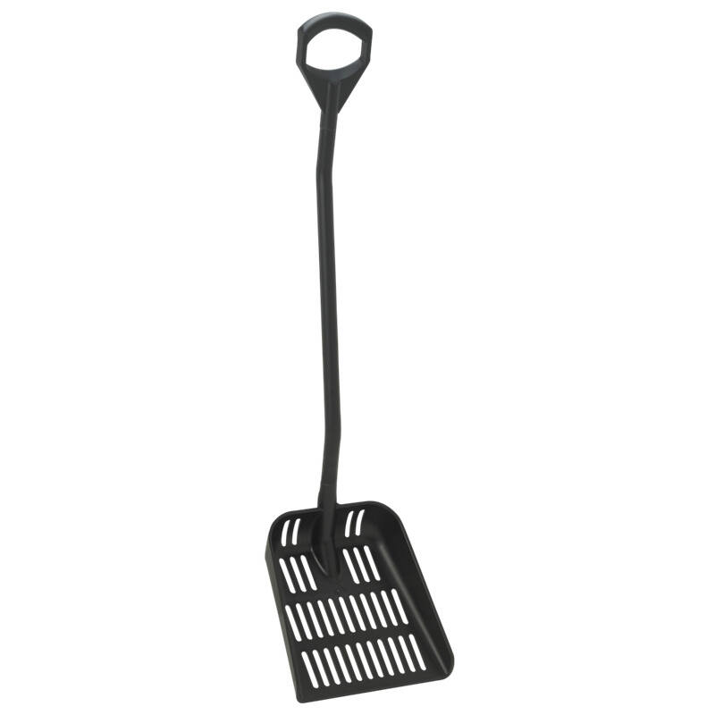 Vikan Hygiene uitlekschep met groot blad, zwart, steel 1305mm, blad 380x340mm