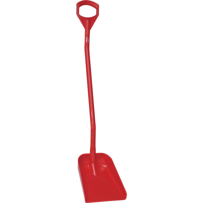 Vikan Hygiene schep, rood, ergonomische steel 1280mm, klein blad 340x270mm