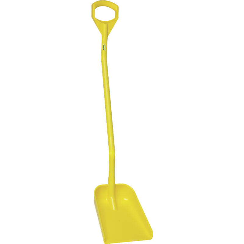 Vikan Hygiene schep, geel, ergonomische steel 1280mm, klein blad 340x270mm
