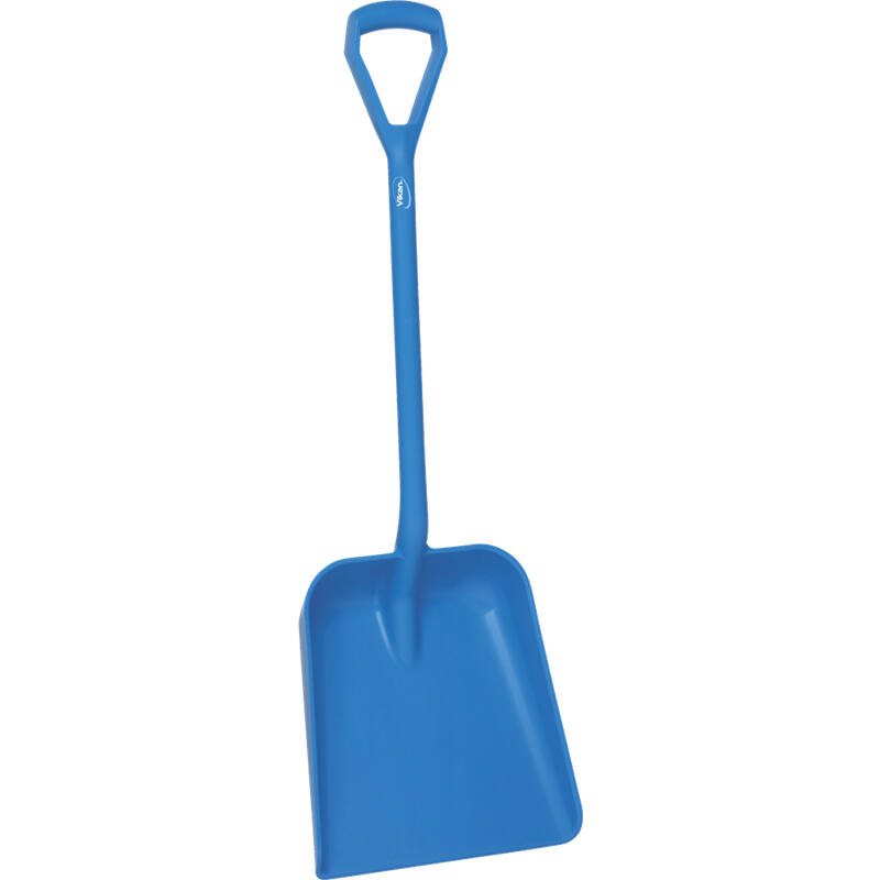 Vikan Hygiene schep, blauw, rechte steel 1035mm, groot blad 379x345mm
