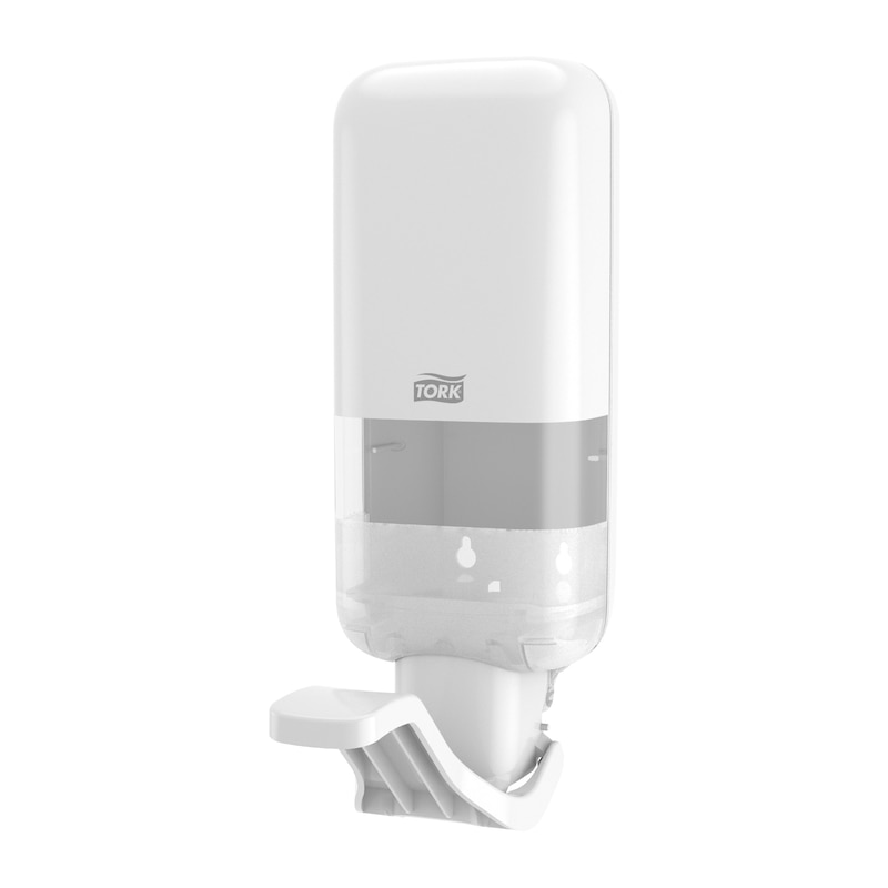 Tork Zeep en Handdesinfectie Dispenser met armbeugel, kunststof, wit, p/st
