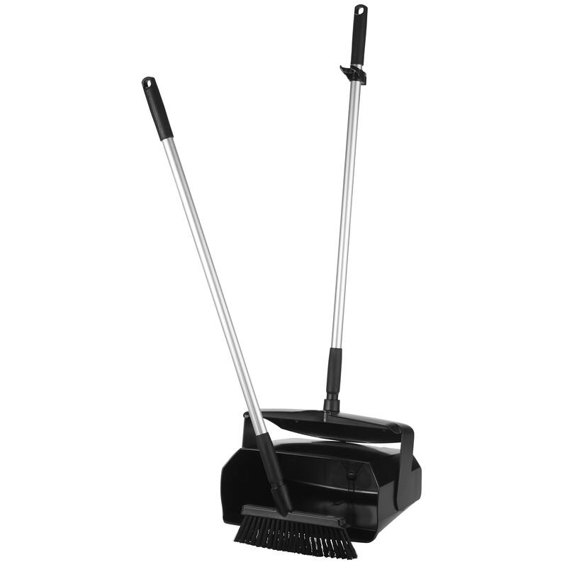 Vikan Hygiene combinatieset stofblik 350mm, zwart, met medium veger 250mm en alu steel 840mm