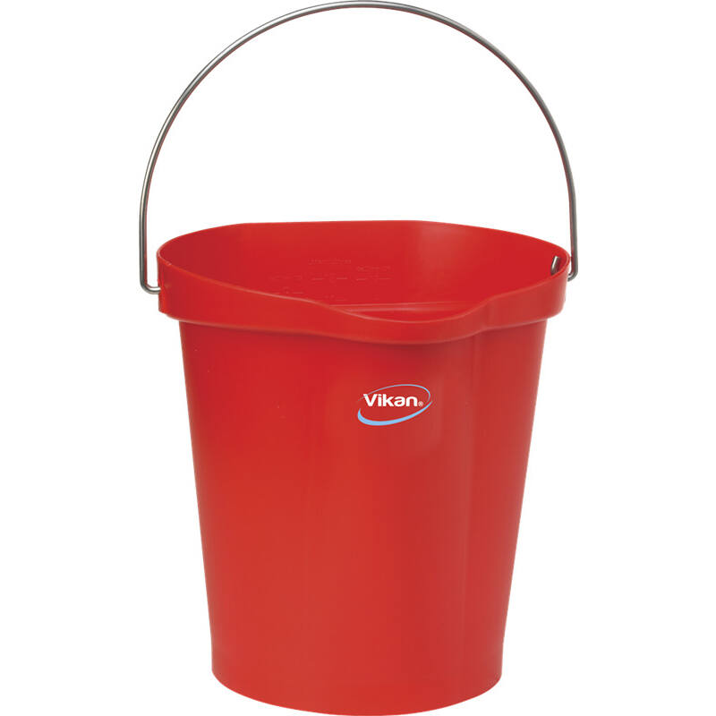 Vikan Hygiene emmer met schenktuit, rood, maatverdeling, 12ltr