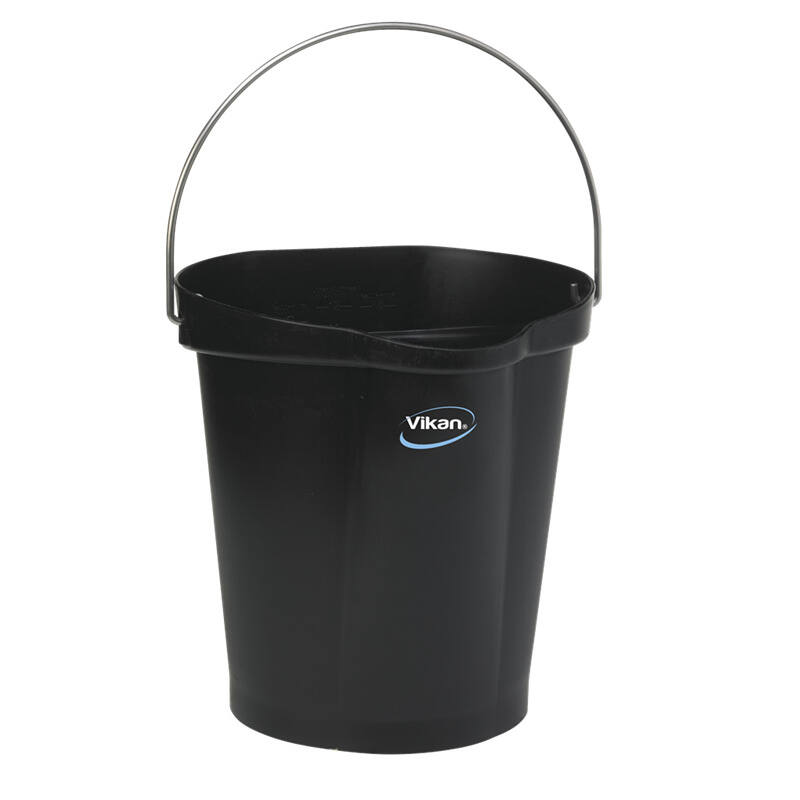 Vikan Hygiene emmer met schenktuit, zwart, maatverdeling, 12ltr