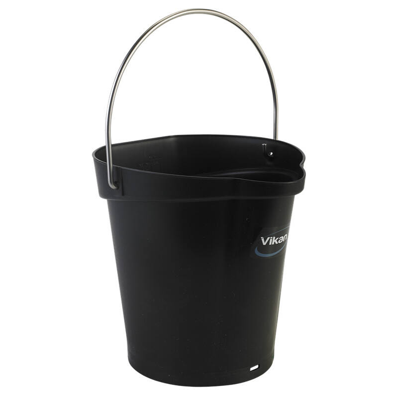 Vikan Hygiene emmer met schenktuit, zwart, maatverdeling, 6ltr