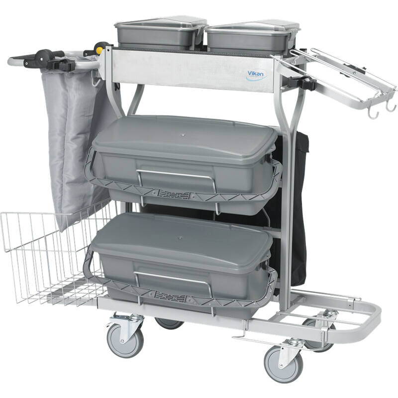 Vikan Microfibre werkwagen CompactPlus voor microvezelreiniging, grijs, 40cm